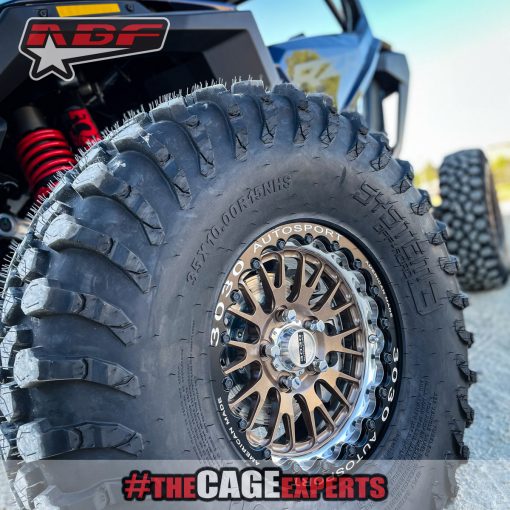 rzr pro r bronze forged beadlock wheels with 35 inch tires.