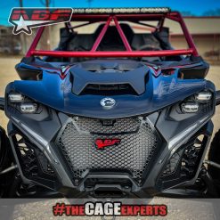 can am maverick r with red aftermarket front grill