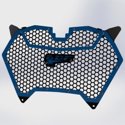 can am maverick r front grill with a blue accent colored border